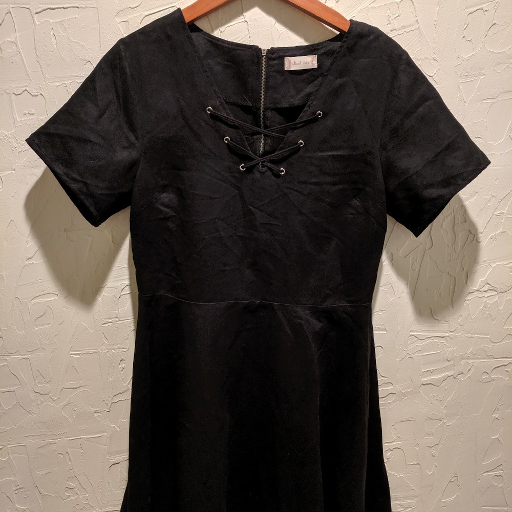 Altar'd State Faux Suede Dress With Lace Up Detail